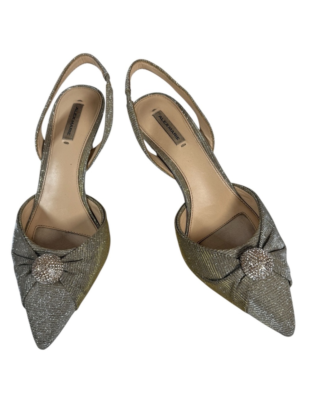 Alex Marie Allyn Metallic Shimmer Rhinestone Slingback Heels 7.5M